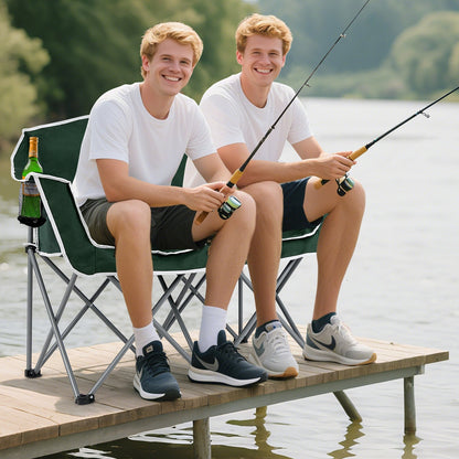 Duo Camping Chair Portable Oversized Loveseat with Armrests and Cup Holders