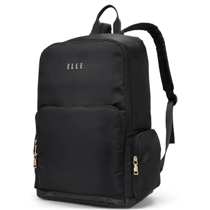 ELLE Rendezvous 25L Twill Backpack | Vegan Leather Accents | Black or Blue