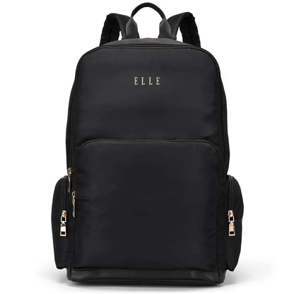 ELLE Rendezvous 25L Twill Backpack | Vegan Leather Accents | Black or Blue