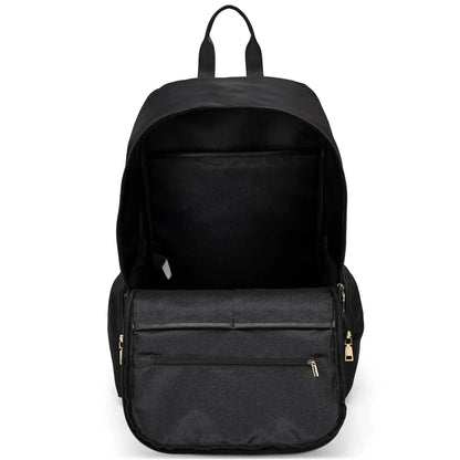 ELLE Rendezvous 25L Twill Backpack | Vegan Leather Accents | Black or Blue