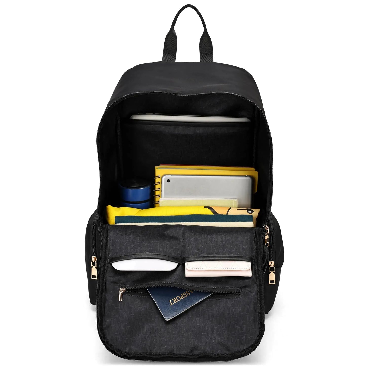 ELLE Rendezvous 25L Twill Backpack | Vegan Leather Accents | Black or Blue