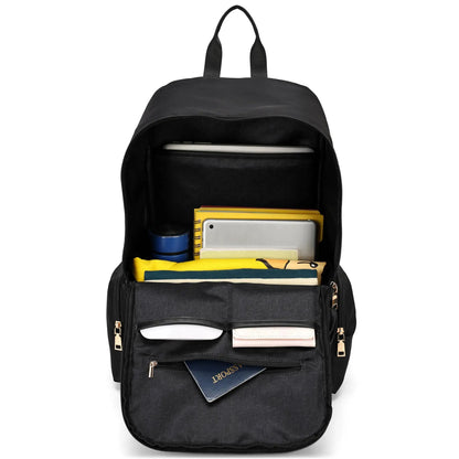 ELLE Rendezvous 25L Twill Backpack | Vegan Leather Accents | Black or Blue