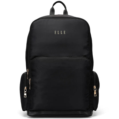 ELLE Rendezvous 25L Twill Backpack | Vegan Leather Accents | Black or Blue
