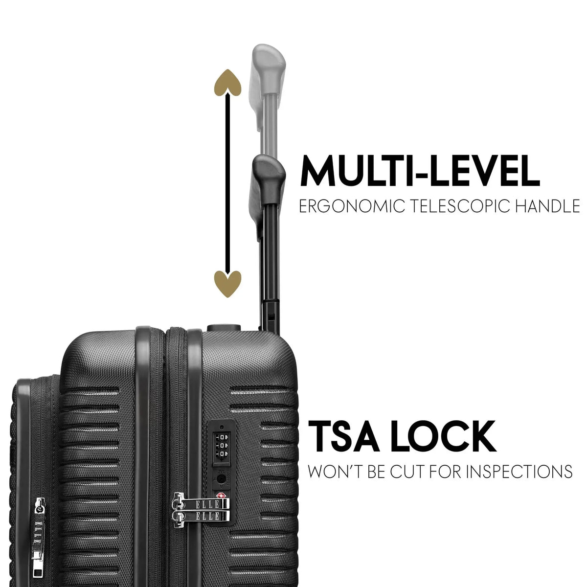 ELLE Travel 3-Piece Luggage Set – Carry-On Suitcase, Weekender Bag & Backpack