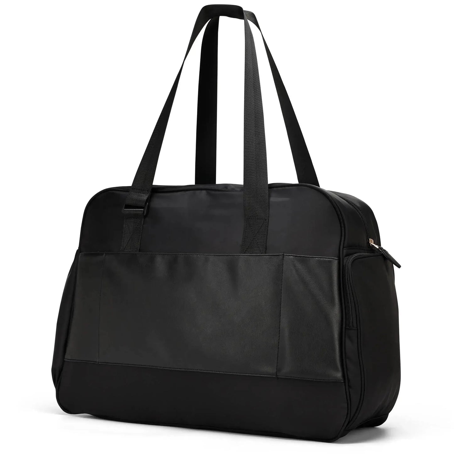 ELLE Wayfarer 40L Weekender Duffel Bag | Vegan Leather | Black & Olive - Niksstuff
