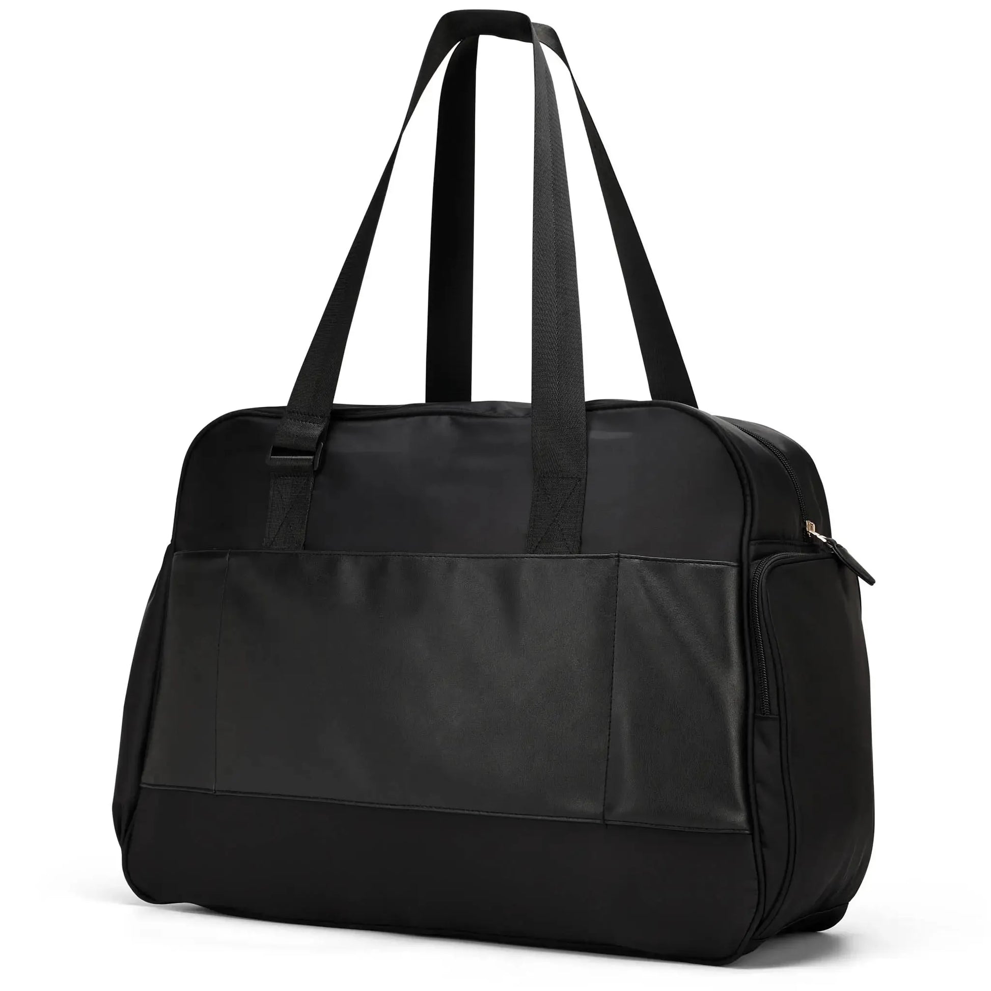 ELLE Wayfarer 40L Weekender Duffel Bag | Vegan Leather | Black & Olive - Niksstuff