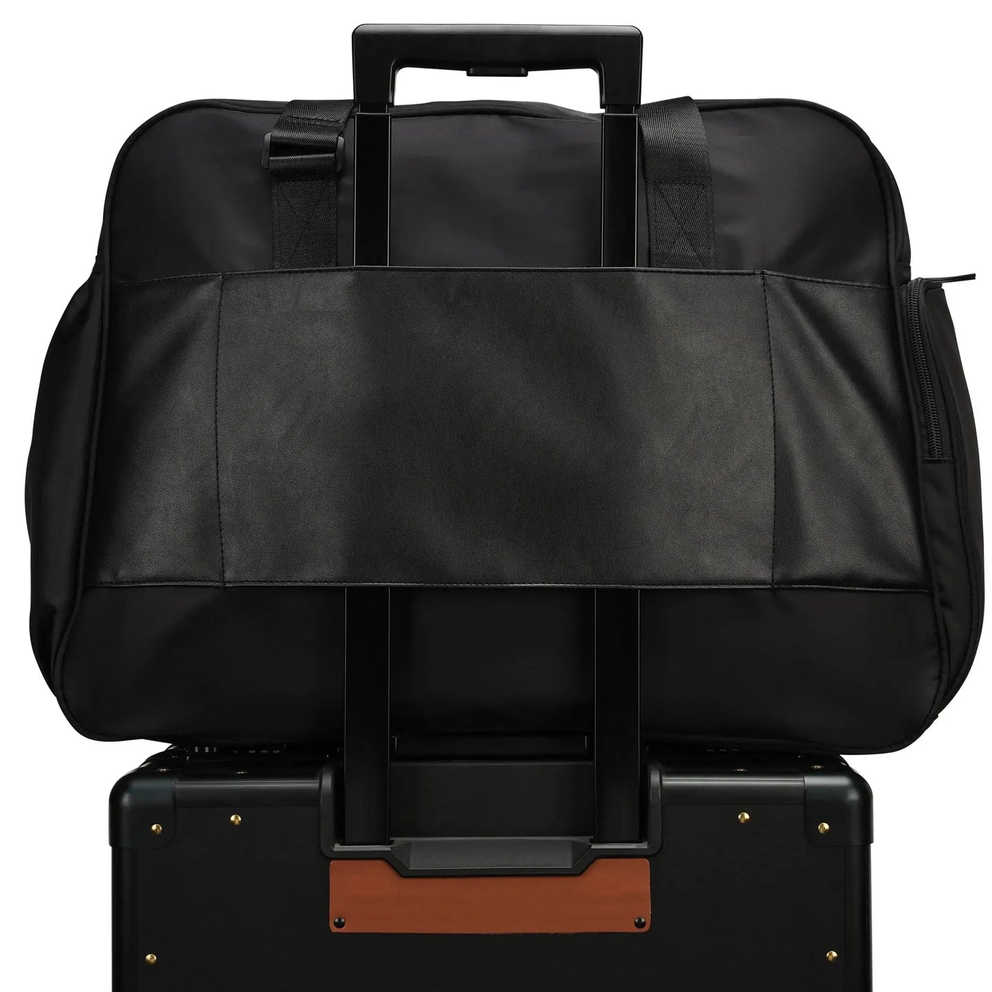 ELLE Wayfarer 40L Weekender Duffel Bag | Vegan Leather | Black & Olive - Niksstuff