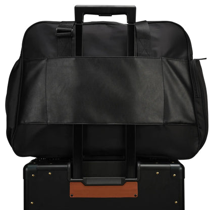 ELLE Wayfarer 40L Weekender Duffel Bag | Vegan Leather | Black & Olive - Niksstuff
