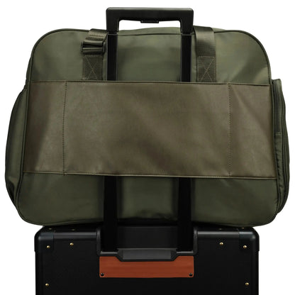ELLE Wayfarer 40L Weekender Duffel Bag | Vegan Leather | Black & Olive - Niksstuff