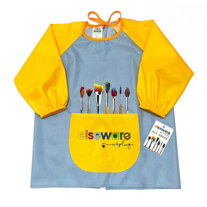 Mess-Free Kids Paint Bundle – All-Natural Finger Paint, Water-Repellent Art Smock & 8-Piece Brush Set | Ages 3-6