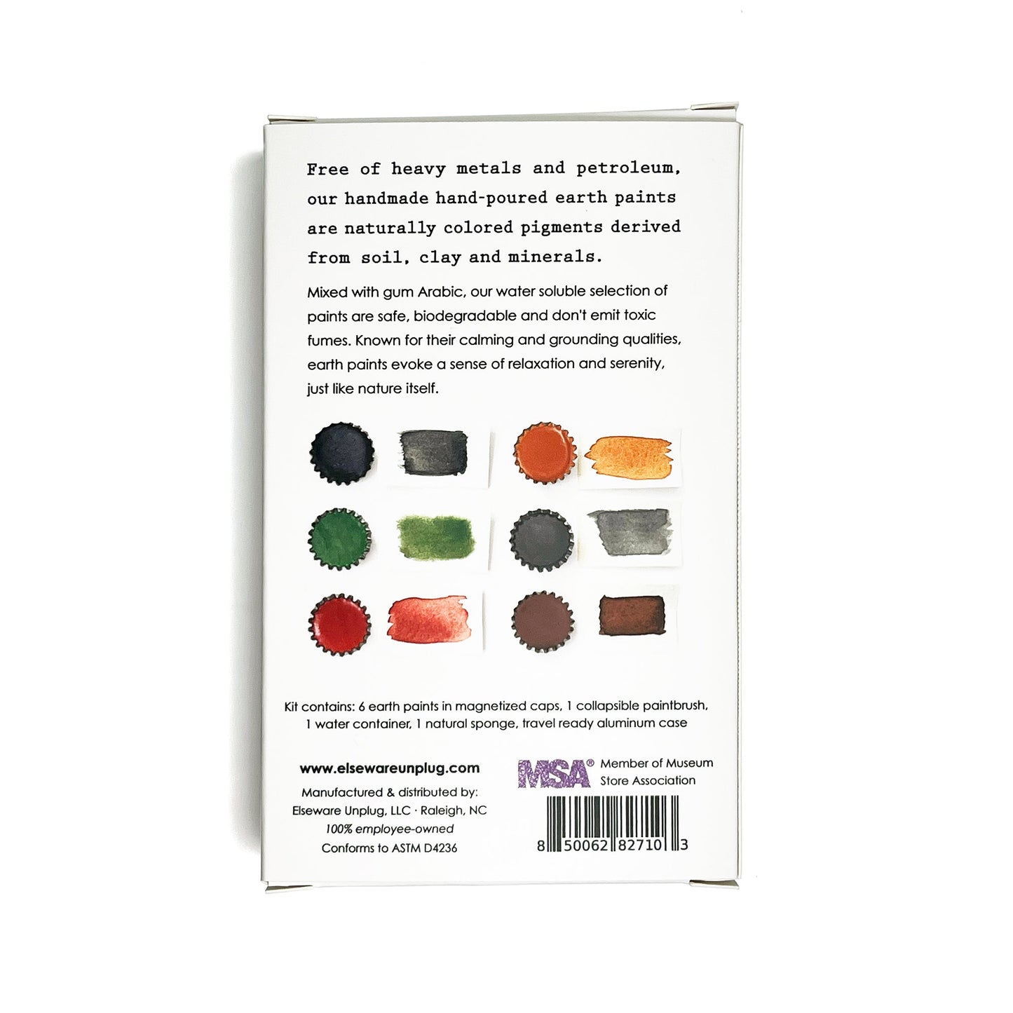 Earth Paints – Handmade Set of 6 Natural Colors | Soil, Clay & Mineral Pigments | Travel Case, Brush, Sponge & Water Vessel