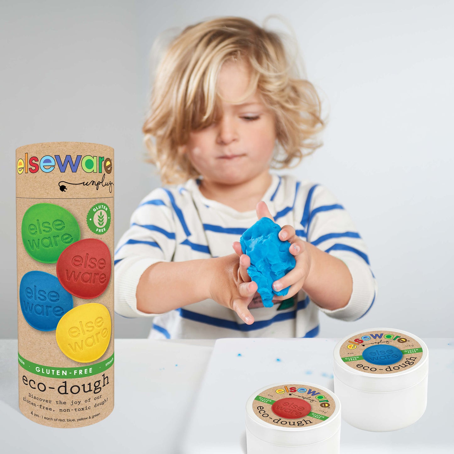 Eco-Dough 4-Pack – Certified Gluten-Free Natural Play Dough | Non-Toxic, Plant-Based Sensory Toy for Kids
