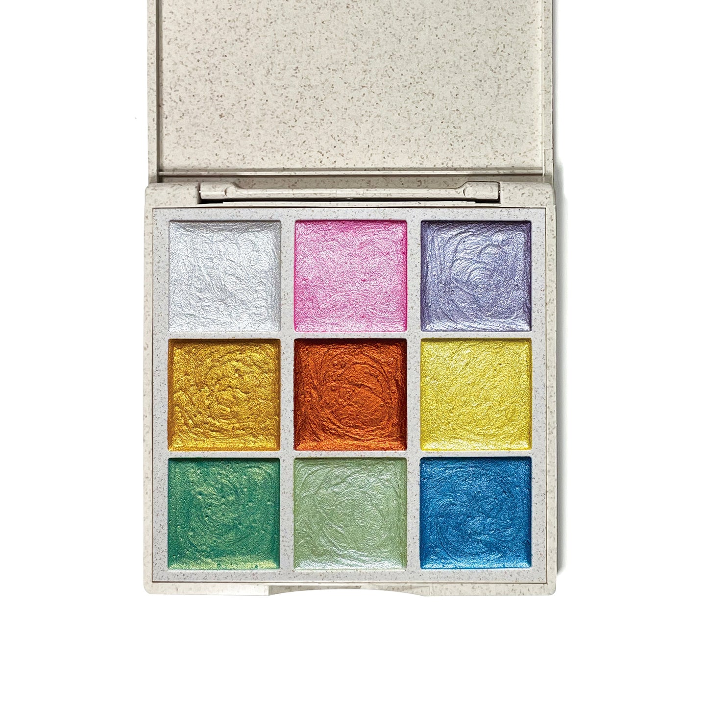 Metallic Watercolors Set – 9 Pearlescent Shades | Hand-Poured, Eco-Friendly Wheat Straw Palette | All Ages