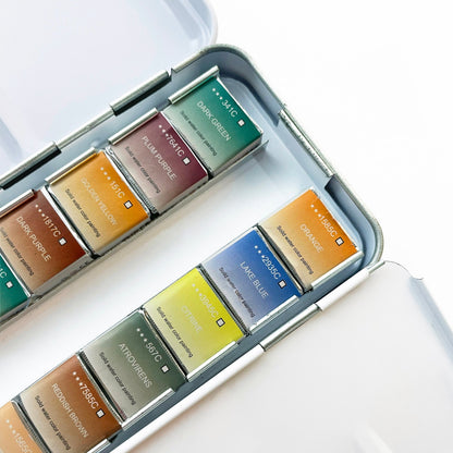 Watercolor Paint Set – 12 Colors in Eco-Friendly Aluminum Palette | Travel & Plein Air | 4.89" x 2.83"