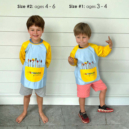 Kids Art Smock with Pocket – Water-Repellent, Long-Sleeve | Ages 3-4 & 4-6 | Paint & Craft Smock | Gift Box
