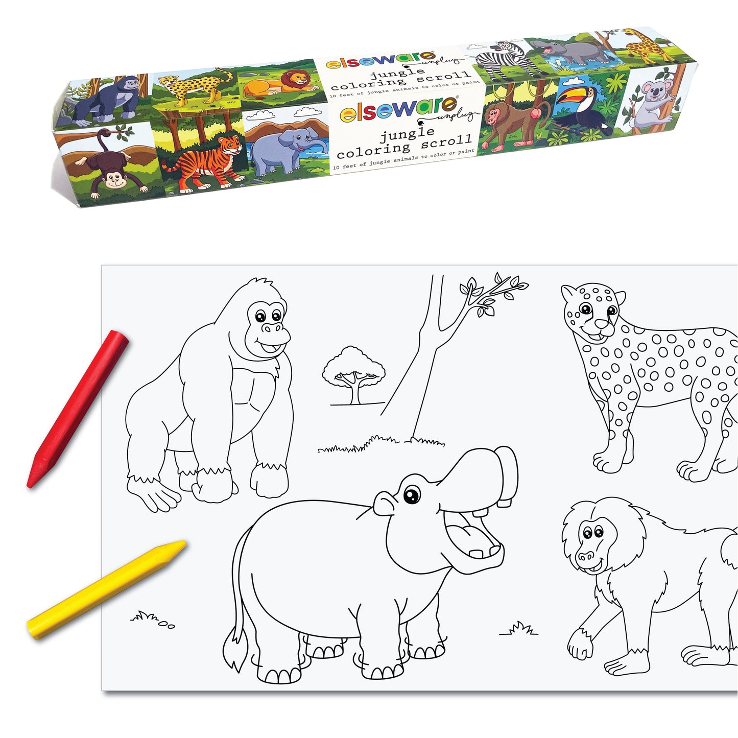 Creative Coloring Bundle for Kids – Ocean & Jungle Scrolls, XL Beeswax Crayons, Solar Art Pad & Colored Pencils