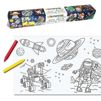 Outdoor Art Bundle – Hopscotch Chalk, Beeswax Crayons, Solar Coloring Scroll & Colored Pencils | Non-Toxic | Kids