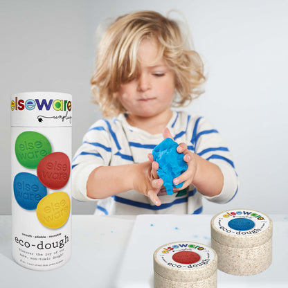 Sensory Play Bundle – Eco-Dough 4-Pack, Animal Tracker Stamps, Eco-Dough Press & Wooden Rolling Pin | Non-Toxic