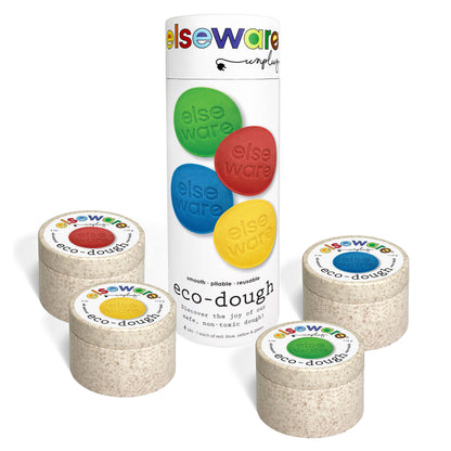Eco-Dough 4-Pack – Natural, Non-Toxic Play Dough | Plant-Based, Food-Grade | Handmade in USA | Primary Colors