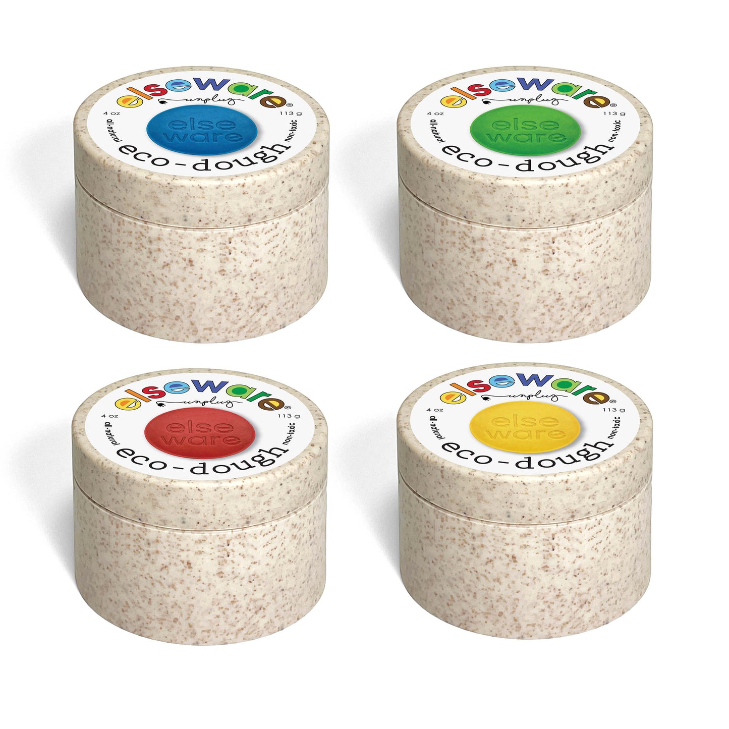 Eco-Dough 4-Pack – Natural, Non-Toxic Play Dough | Plant-Based, Food-Grade | Handmade in USA | Primary Colors