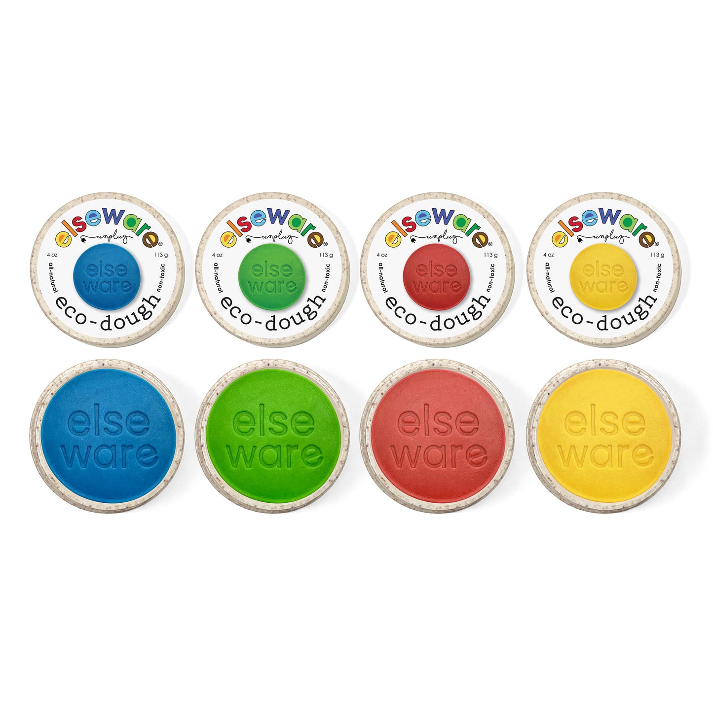 Eco-Dough 4-Pack – Natural, Non-Toxic Play Dough | Plant-Based, Food-Grade | Handmade in USA | Primary Colors