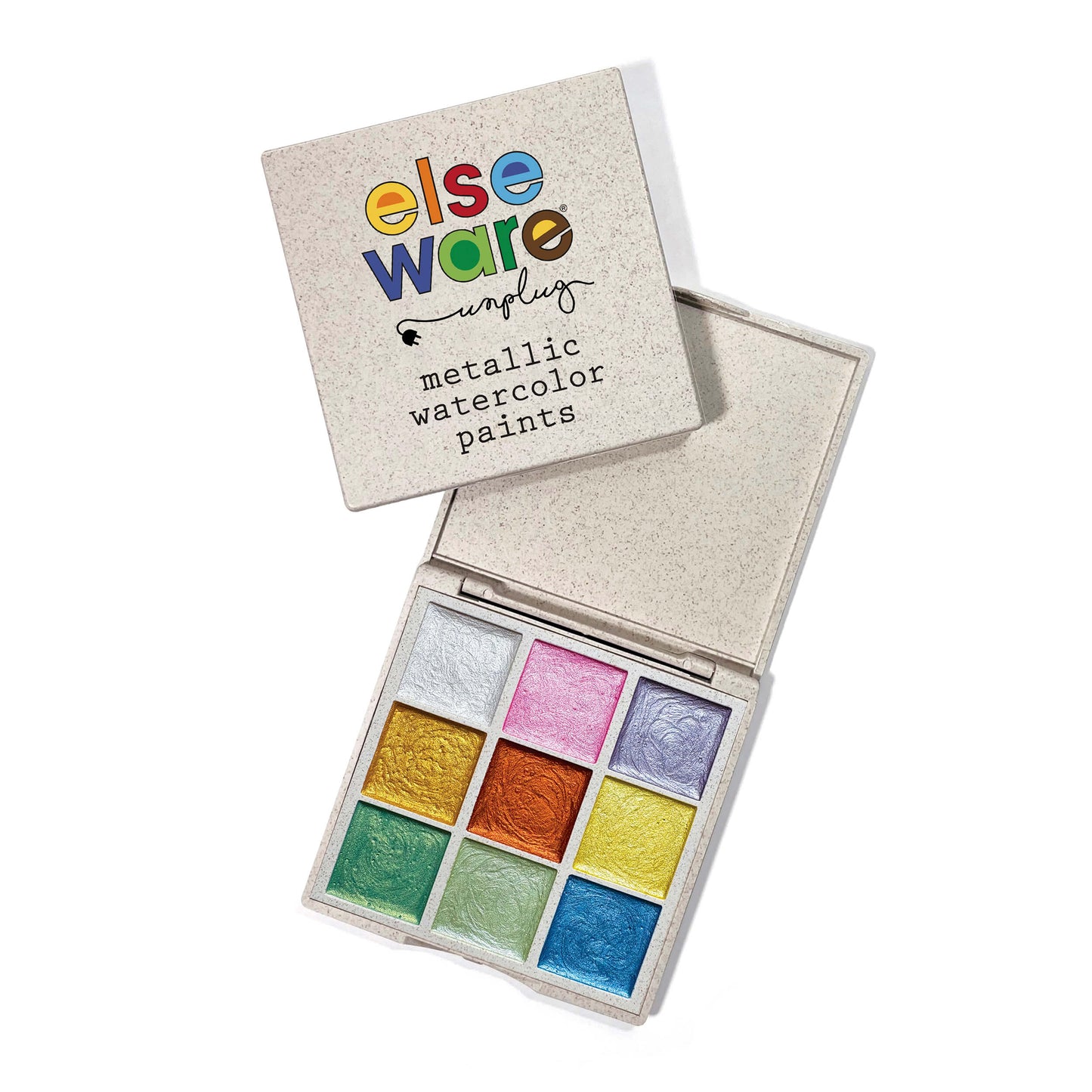 Metallic Watercolors Set – 9 Pearlescent Shades | Hand-Poured, Eco-Friendly Wheat Straw Palette | All Ages