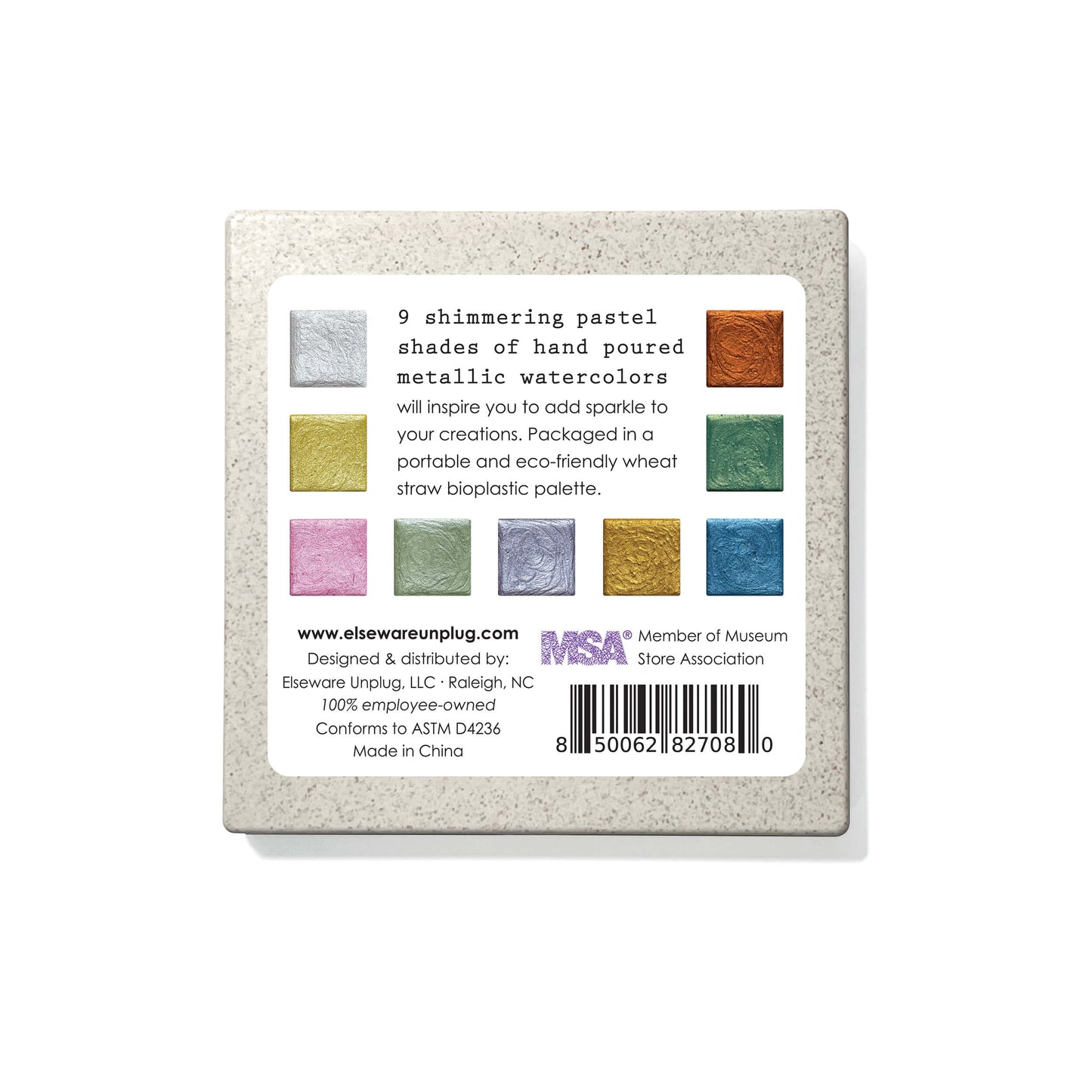 Watercolor Essentials Bundle – Bamboo Case Paints, 9 Metallic Watercolors & Cotton Rag Pad | Natural Pigments | Gift
