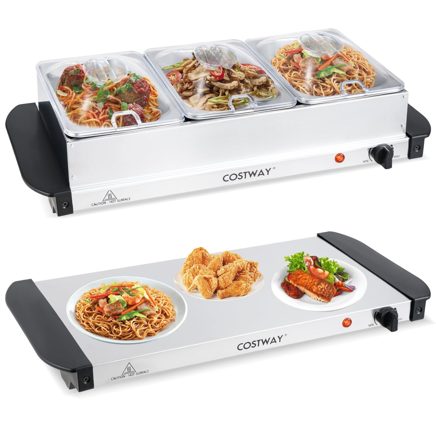 Electric Buffet Server & Food Warmer with 3 Removable Trays – ETL Certified, Stainless Steel