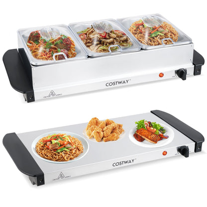 Electric Buffet Server & Food Warmer with 3 Removable Trays – ETL Certified, Stainless Steel