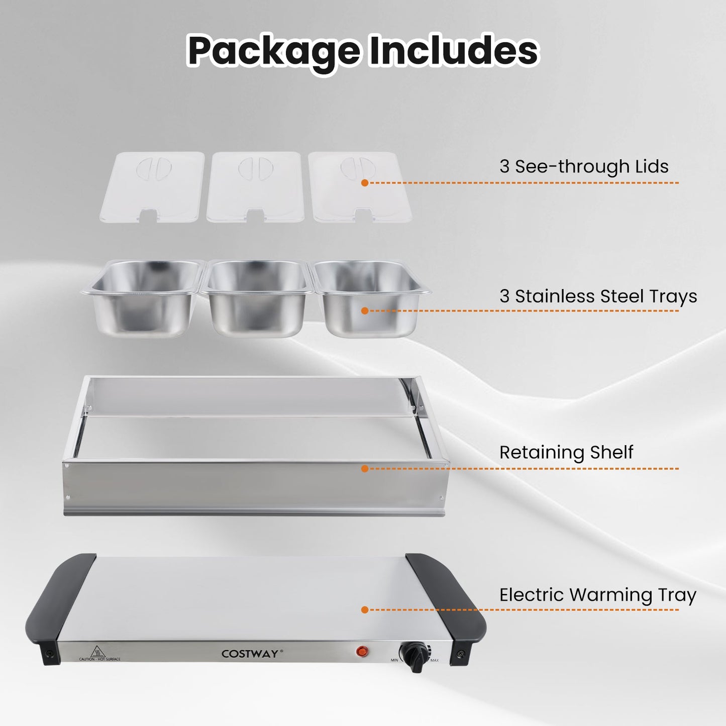 Electric Buffet Server & Food Warmer with 3 Removable Trays – ETL Certified, Stainless Steel