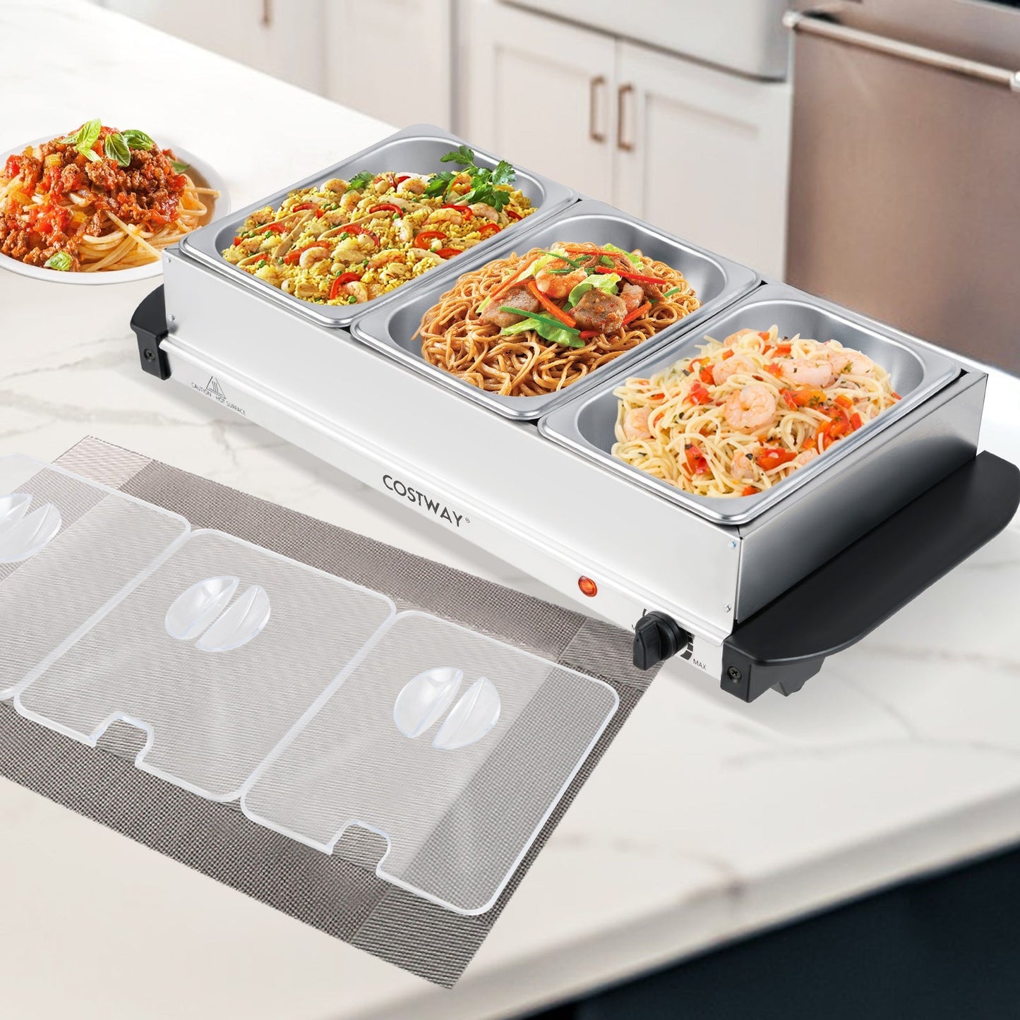 Electric Buffet Server & Food Warmer with 3 Removable Trays – ETL Certified, Stainless Steel