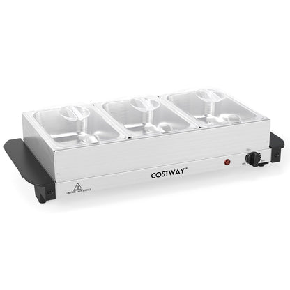 Electric Buffet Server & Food Warmer with 3 Removable Trays – ETL Certified, Stainless Steel