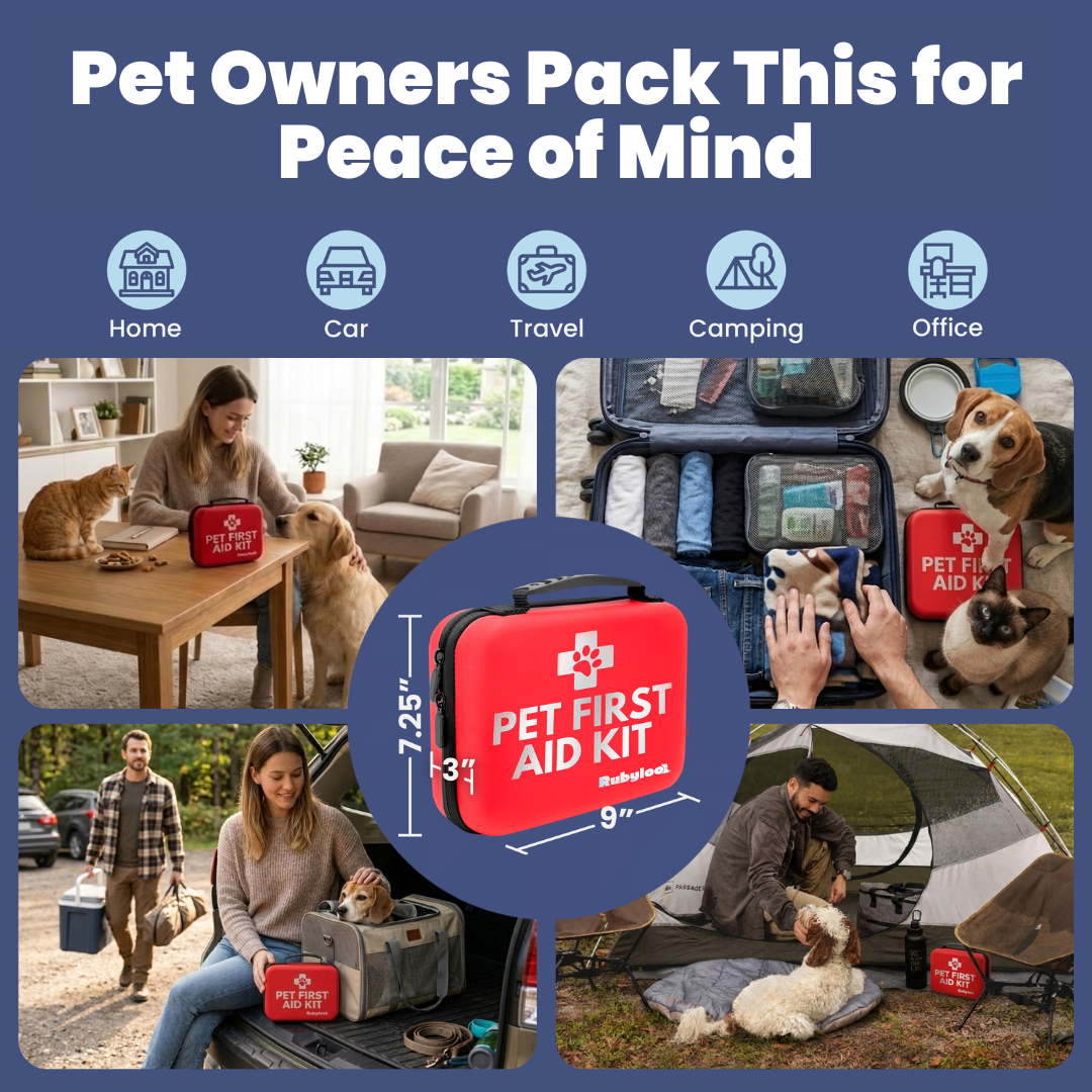 Rubyloo Pet First Aid Kit for Dogs & Cats | Vet-Approved | Essential or Travel Size