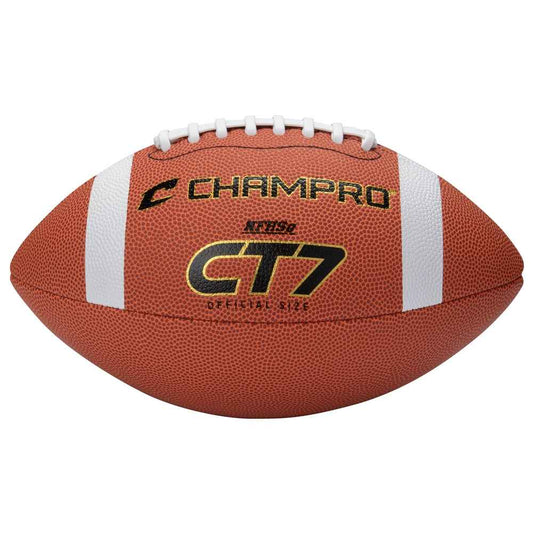 Champro CT7 composite football in orange with white stripes and molded laces