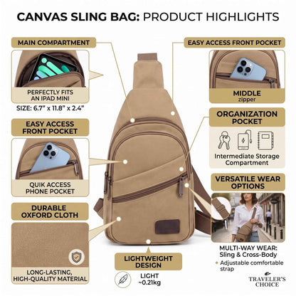 Canvas Sling Bag – Lightweight Crossbody for Men & Women