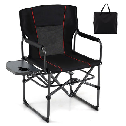 Folding Camping Chair with Side Table, Cup Holder & Carrying Bag