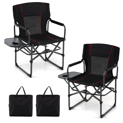 Folding Camping Chair with Side Table, Cup Holder & Carrying Bag