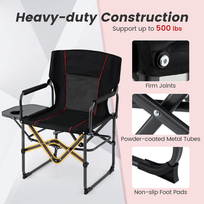 Folding Camping Chair with Side Table, Cup Holder & Carrying Bag