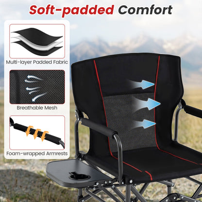 Folding Camping Chair with Side Table, Cup Holder & Carrying Bag