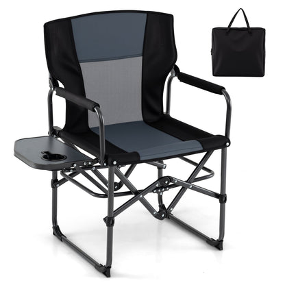 Folding Camping Chair with Side Table, Cup Holder & Carrying Bag