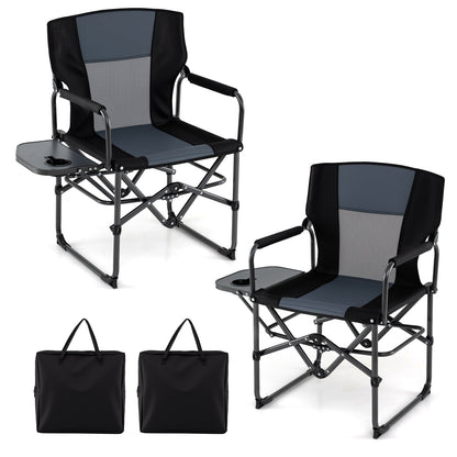 Folding Camping Chair with Side Table, Cup Holder & Carrying Bag
