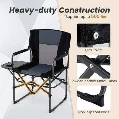 Folding Camping Chair with Side Table, Cup Holder & Carrying Bag