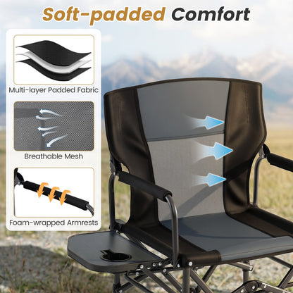 Folding Camping Chair with Side Table, Cup Holder & Carrying Bag