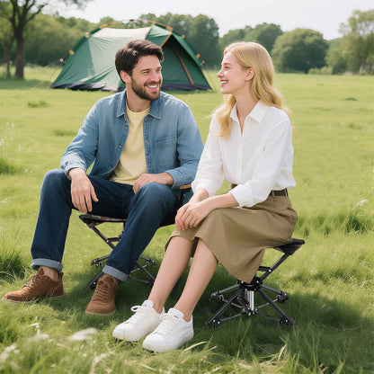 Folding Camping Stool with 360° Swivel & Anti-Sink Feet | Fishing Chair
