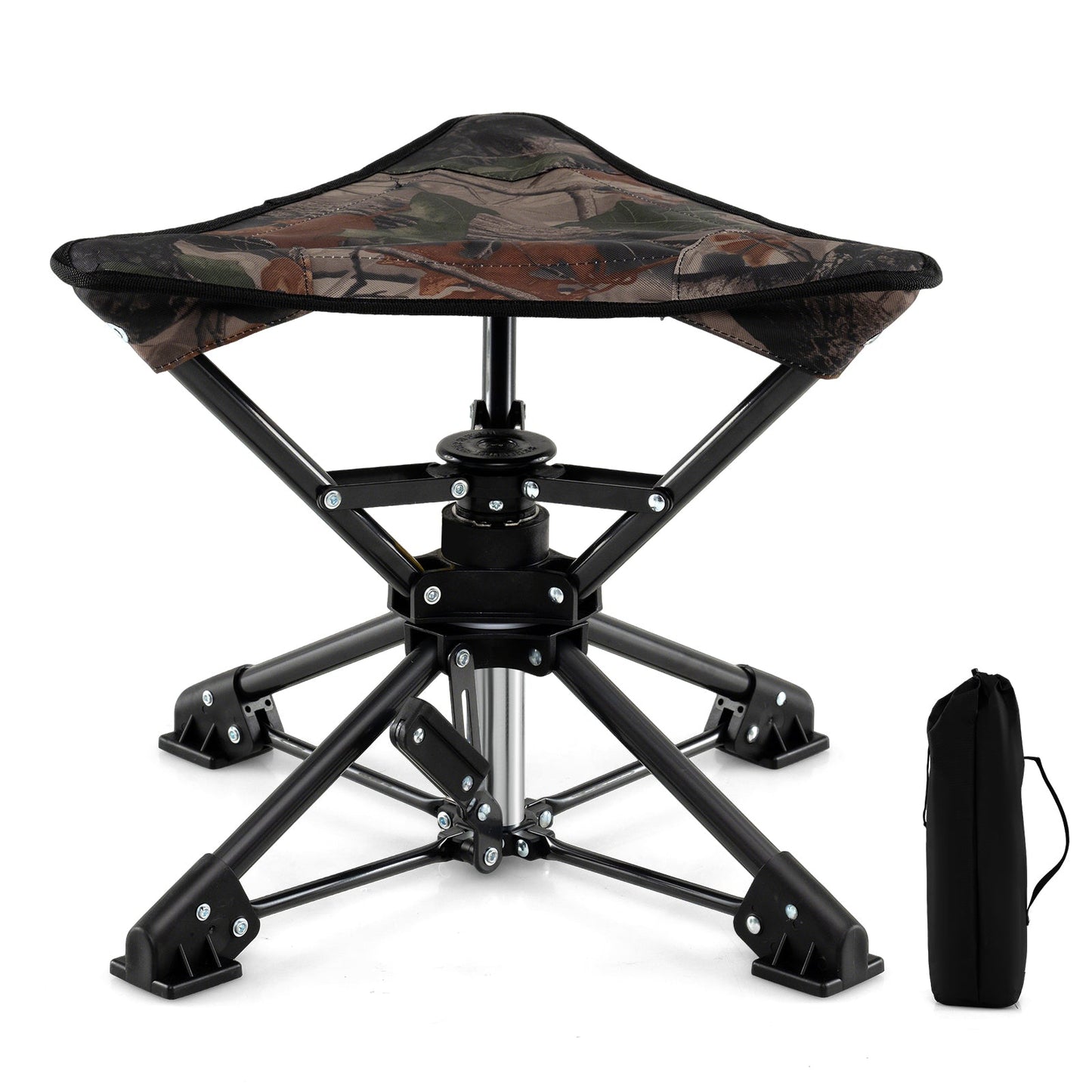 Folding Camping Stool with 360° Swivel & Anti-Sink Feet | Fishing Chair