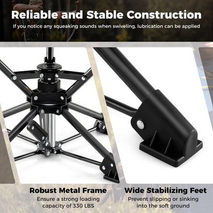 Folding Camping Stool with 360° Swivel & Anti-Sink Feet | Fishing Chair