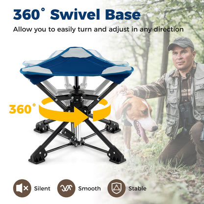 Folding Camping Stool with 360° Swivel & Anti-Sink Feet | Fishing Chair