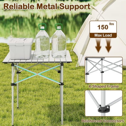 Folding Roll-up Camping Table with Metal Legs
