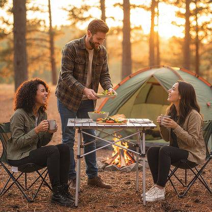 Folding Roll-up Camping Table with Metal Legs