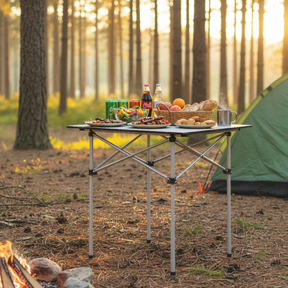 Folding Roll-up Camping Table with Metal Legs